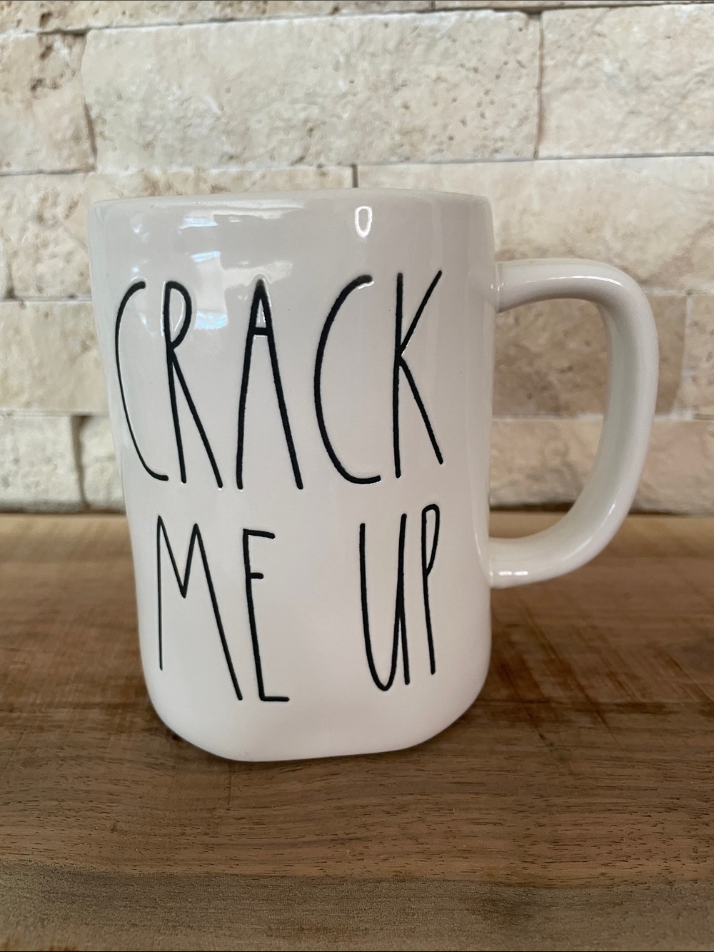 Rae Dunn White 'Crack Me Up' Ceramic Coffee Mug